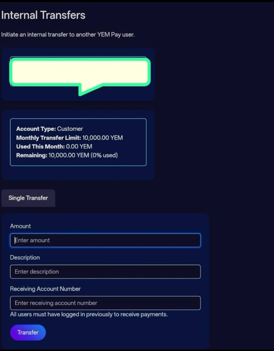 kaliimich's tweet photo. ANNOUNCEMENT: YEMPAY Upates For Customer Using The TRANSFERS Menu. The Monthly Limits Has Been Increased From 2k To 10,000 YEM Per Month.
Kind Regards
YOUR: YEM Foundation BID
FYI Abt YEMPAY: https://t.co/Qlp4zSqP0z
#Updates #YF #YEMPAY #YEM #GlobalOpportunity https://t.co/978rMHv4xk