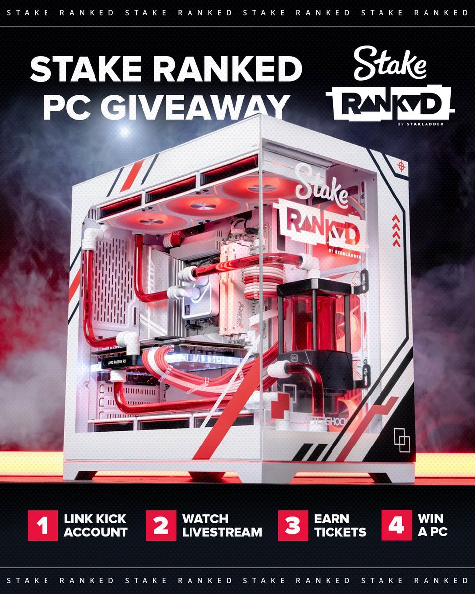 StakeEsports's tweet photo. 🖥️ WATCH STAKE RANKED, WIN A PC!

Link your Kick account on https://t.co/SjiLq6stmW and watch the official Stake Ranked Episode 4 Main Event stream.

🎟️ 1 ticket per hour watched
🎟️ Bonus tickets at milestones
🎟️ Up to 69 tickets

The more tickets you earn, the better your odds: https://t.co/DZK4KaCHAj

#StakeRanked