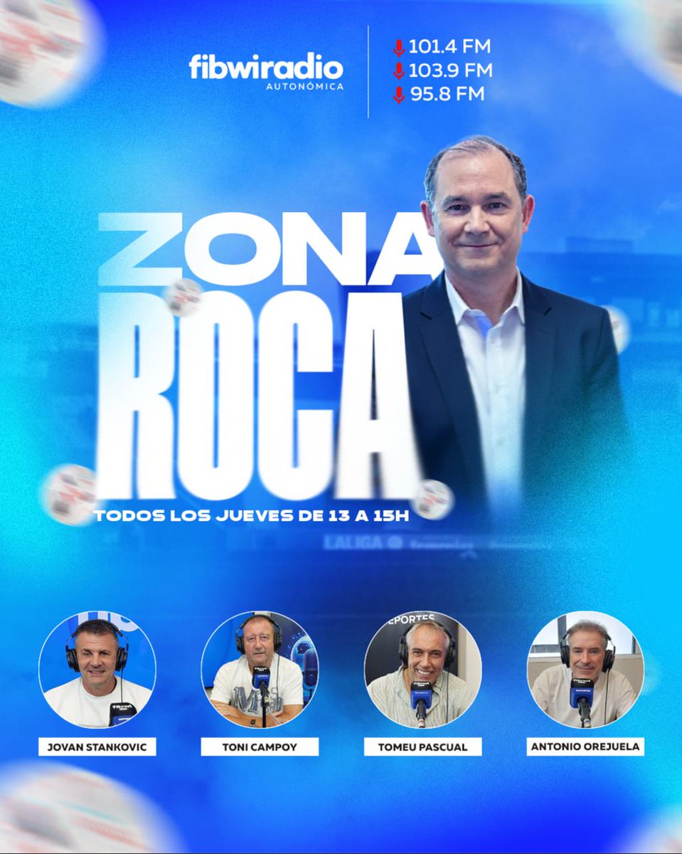 fibwiradio's tweet photo. A las 13:00 hrs, "Zona ROCA" @JuanRoca2 en @fibwiradio.
✍️Actualidad con  @SebastiaAdrover @diariomallorca
🏀@JRieraFiol  @azulmarinopalma 
🗣️@PedroBonet_2 @atleticbalears 
🚨La Tertulia futbolera más🔝:
🗣️Toni Campoy✍️
🗣️@a_orejuela✍️
🗣️Tomeu Pascual✍️
🗣️Jovan Stankovic✍️ https://t.co/s4cmtClgC4