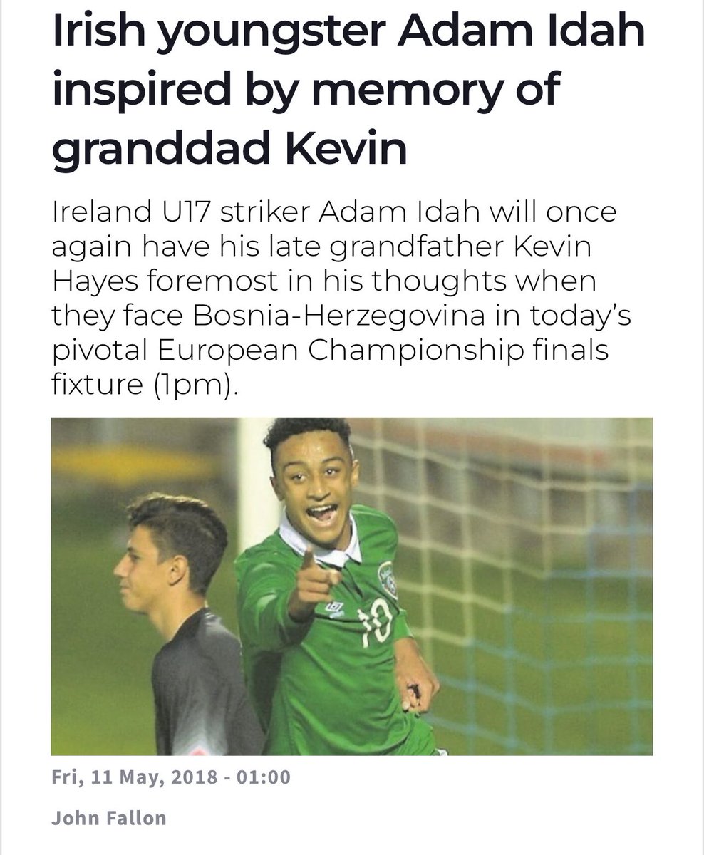 IFBMedia's tweet photo. Adam Idah💚

Constantly doubted, always bounces back.

Raised by his mam Fiona and helped by her parents, Kevin and Kathleen Hayes. Grandad Kevin worked in the machine room of the Irish Examiner, and he's the one who got Adam into sport.

Athletics, long jump, hurling, Gaelic, soccer with College Corinthians. Kevin was there for all of it.

Just before Adam's first ever Ireland game at U15 level, Kevin passed away. Two days later, Adam pulled on the green jersey, scored, and dedicated the goal to his grandad.

Asked who he admired most, he named Kevin, for his "amazing attitude to life."

At 16 he left home for Norwich where it was never easy. He scored his first and only Premier League goal on the 15th of January 2022 in a 2-1 win over Everton. 

He played 116 times for the club but fought for genuine minutes only amounting to 49 full games across which he scored 17 times and assisted 4.

In September 2020, he made his senior Ireland debut. The next day, he shared a photo of himself as a toddler Ireland jersey, with the caption: "Just a kid with a dream."

He signed for Celtic his boyhood club and even scored 90th minute winner against Rangers in the Scottish Cup final. But hate never escaped him.  He later admitted the hate was relentless: "You might have a bad game and it's torture."

He played 76 times for Celtic, equating to 38 full games where he scored 29 goals and assisted 3.

Prolific

At Swansea he’s continued with 3 goals, 1 assist in just 488 minutes..

It's been the same in green. He's been left on the bench, doubted and written off more times than most.

And every time, he answers. Left unused in the first leg against Bulgaria, he came in for the second and scored the winner. Days after leaving Celtic, he headed a stoppage time equaliser against Hungary.

On Sunday, amid reports of racist chants from the stands, he scored again.

Through it all, he's never forgotten home. Adam is an ambassador for the Down Syndrome Centre in Cork, where his young cousin gets vital support. "a place that means so much to me and my family."

And still, as he puts it, "just a normal guy from Douglas and I know everyone back home."

Kevin would be proud 💚