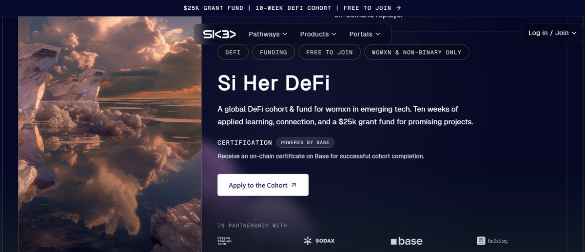 BorderlessDev's tweet photo. Si Her DeFi is providing $25,000 grant to women who want to learn DeFi.

If you're a lady here interested in DeFi, Crypto, Blockchain, there's a $25,000 opportunity for you ⤵️ https://t.co/BVPPSz5OeV