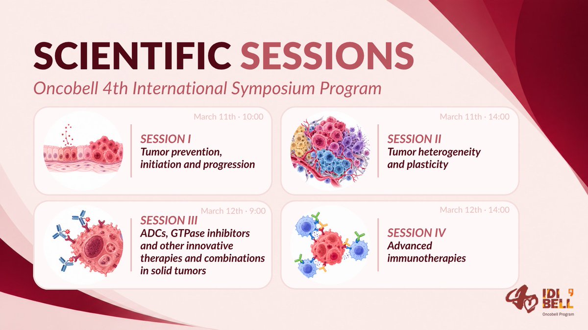 oncobellsympo's tweet photo. 🔬 Discover the scientific programme of the 4th International ONCOBELL Symposium
Four key sessions, two days of scientific exchange and new perspectives in cancer research.
📅 11–12 March 2027
🔗 https://t.co/MEgPFxRgwp
REGISTER NOW!
#CancerResearch #Oncology #oncobellsymposium https://t.co/Ly6nVjDAkJ