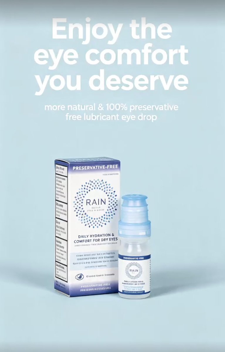 RainEyeDrops's tweet photo. Your eyes deserve comfort. Not complications. 💧
Rain™ is a 100% preservative-free lubricant eye drop made for daily hydration and comfort.
Keep it simple. Keep your eyes comfortable.
#RainEyeDrops #DryEyeRelief https://t.co/XvKUSsaCLK