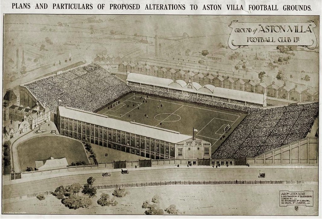 EvlGohhan56717's tweet photo. Villa Park. 
El plan de ampliación de Villa Park estaba previsto para la década de 1940. Debido a la Segunda Guerra Mundial, la grada norte nunca llegó a alcanzar el tamaño y la capacidad proyectados

#PES21 #Stadiumretro https://t.co/i2GGcnFVMS