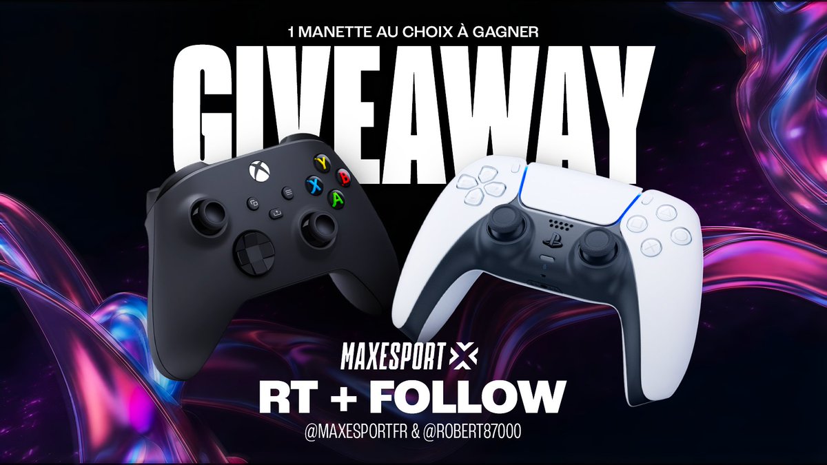 MaxesportFR's tweet photo. 📢 GIVEAWAY OCTOBRE🎮

Une nouvelle manette pour performer tout l'hiver ? Ce mois-ci, avec @robert87000, on t'offre à nouveau une manette au choix : PlayStation 5 ou Xbox 
(modèles officiels Sony & Microsoft) ! 🎮🔥

Pour participer : 
✅ Follow @MaxesportFR & @robert87000 
🔄 RT ce tweet
💬 Tag un(e) pote en commentaire 

T'as jusqu'au 1ᵉʳ novembre !⏱️

📍(Giveaway réservé à la France métropolitaine et à la Belgique)