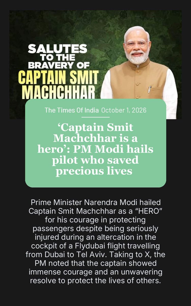 PMOIndia's tweet photo. ‘Captain Smit Machchhar is a hero’: PM @narendramodi hails pilot who saved precious lives 

https://t.co/92y5bBgayB

via NaMo App https://t.co/5O17MevrVD