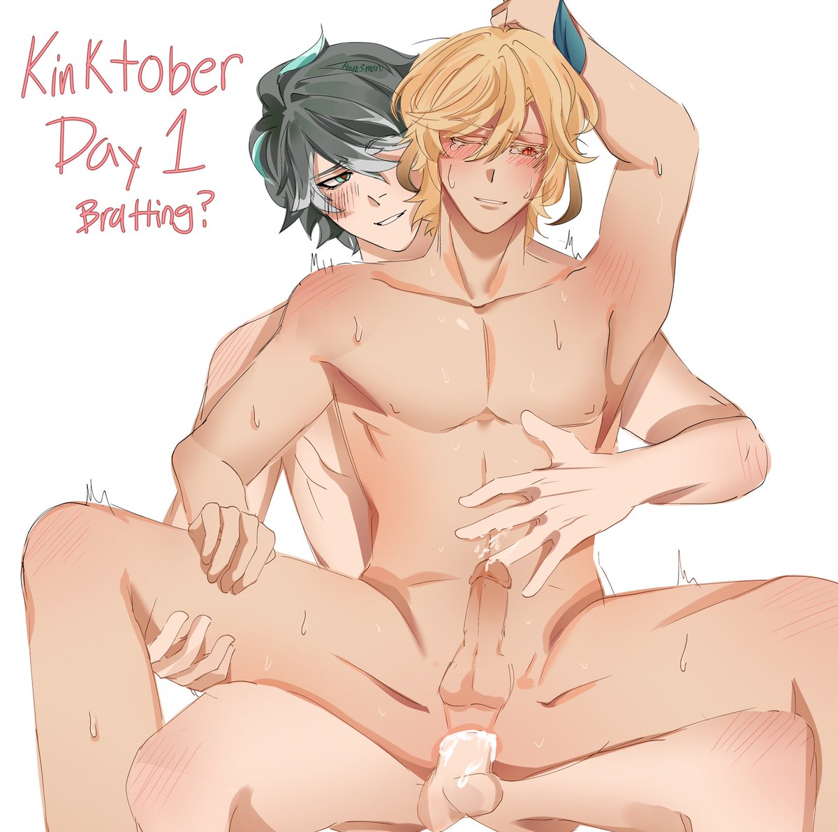 mayb3maru's tweet photo. Was gonna add dialogue but I’m already in a rush #Haikaveh #kinktober2026 #day1 #genshinimpact https://t.co/np7GKcczKi