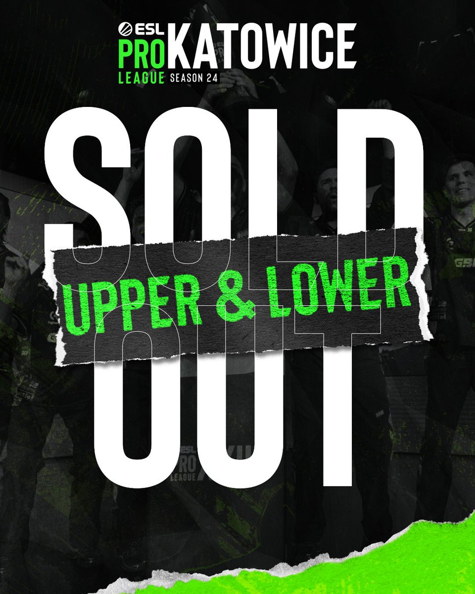 ESLCS's tweet photo. The upper &amp; lower rank tickets for #ESLProLeague Katowice are SOLD OUT! 👀

Still looking for a seat? You will get a great experience with the infield tickets, which come with drinks included! 👇 https://t.co/4kegzOLbwb