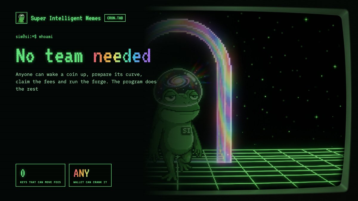 superintelmemes's tweet photo. No team needed

Anyone can wake a coin up, prepare its curve, feed the fees and run the forge

The program does the rest https://t.co/YWtPlBoruD