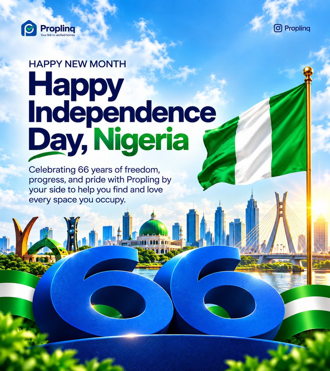 proplinq's tweet photo. 66 years in, and Nigerians still refuse to wait for perfection. 🇳🇬
We build. We move. We dream bigger.
Happy Independence Day, Nigeria. 🇳🇬

#NigeriaAt66 #IndependenceDay #Nigeria https://t.co/T5N8sp8Ao3