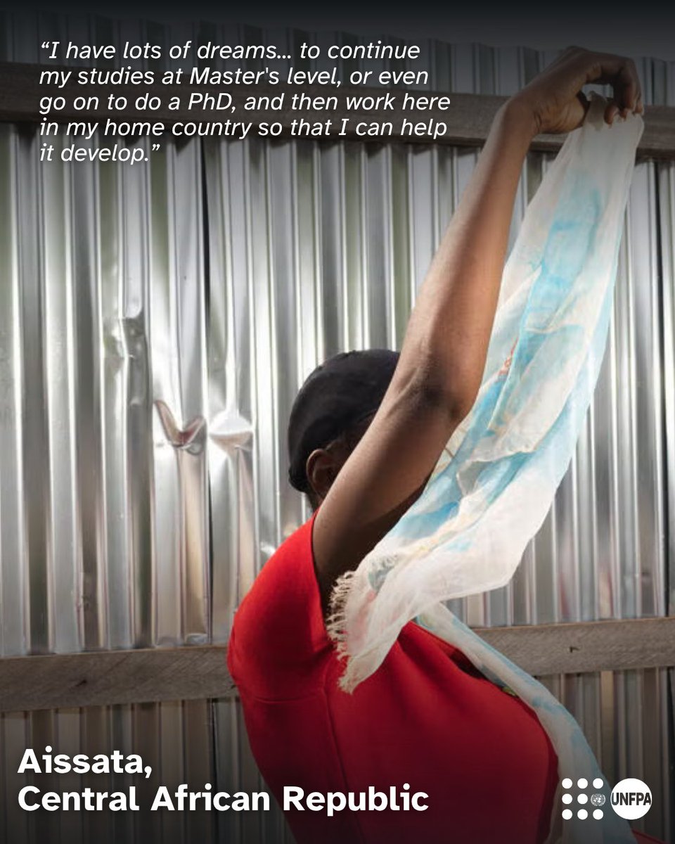 UNFPA_WCARO's tweet photo. With support from a UNFPA safe space supported by KOICA, Aissata is rebuilding her future — with dignity, skills and determination.
Read her story 👉 https://t.co/vRFvzsMu5J
#YouthImpact #YouthLeadership #YoungWomen #CAR #UNFPAWCA https://t.co/nZvznd8hhm