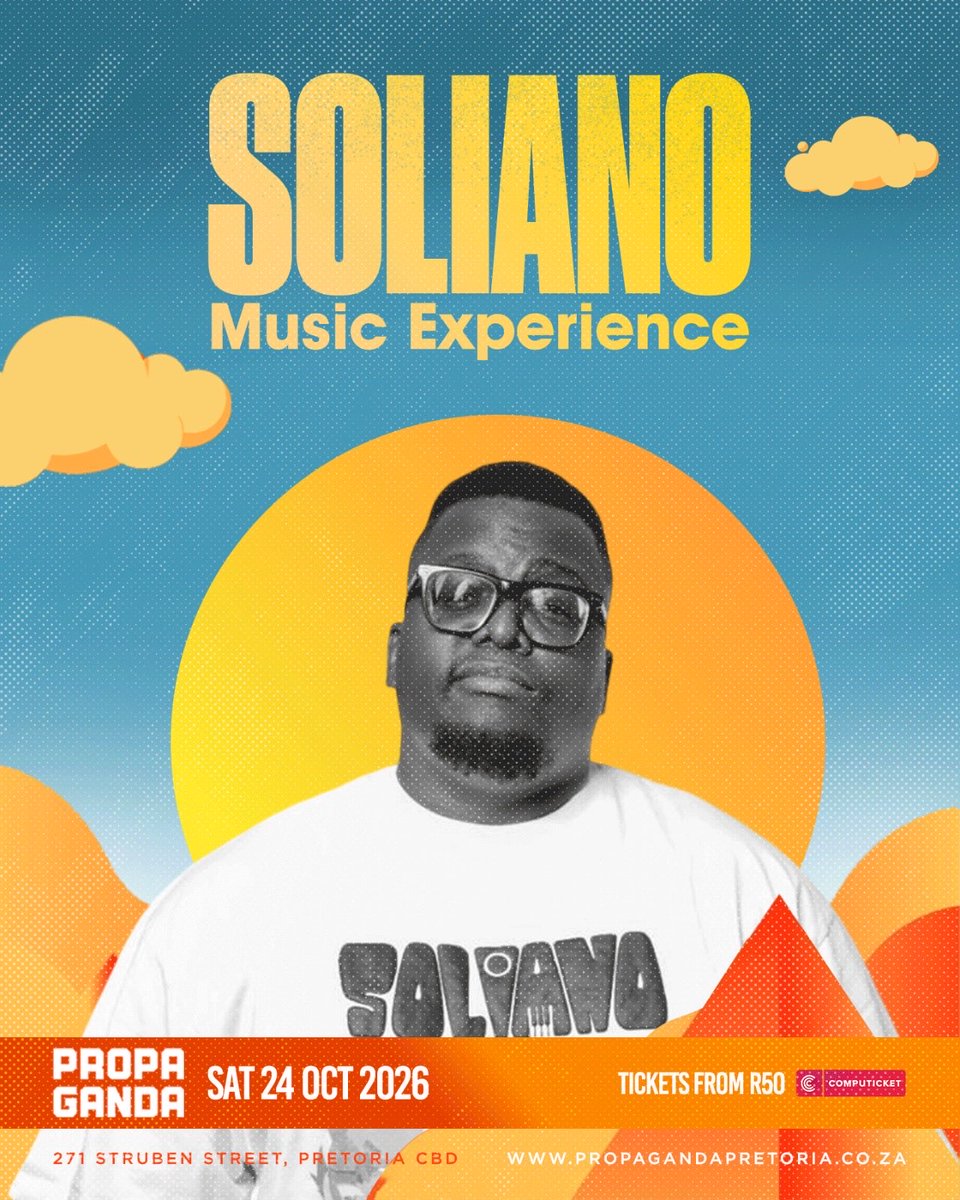 Solphendukaa's tweet photo. I’ve been wanting to do something like this for a while.

SOLIANO MUSIC EXPERIENCE 🎶

Not just a gig. Not just one sound. We’re putting together a proper MUSIC experience — different artists, different sounds, good people and good vibes from beginning to end. 

And we’re only getting started…

Line up - 
@TmanXpress 
@mdu_trp 
@DonaldInDenial 
@murumbapitch 
@DarkHorseSA1 

* MORE TO COME!!

📍 Propaganda, Pretoria CBD
🗓 Saturday, 24 October 2026
🎟 Tickets from R50

Come early. Come ready. We’re gonna MUSIC!!! 🔥

SOLIANO MUSIC EXPERIENCE.
See you there! 🫡❤️

🎟 Tickets: https://t.co/ZwfoX7daon

 — Soliano Music Experience⁠￼

#SolianoMusicExperience #SolPhenduka #Pretoria