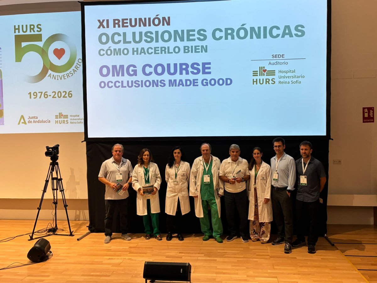 HUReinaSofia's tweet photo. 📣 Esta mañana ha dado comienzo en Córdoba el XI OMG Course (Occlusions Made Good), organizado por el Servicio de Cardiología del @HUReinaSofia y centrado en el abordaje de las oclusiones coronarias crónicas (CTO).

#Cardiología #OMGCourse #CTO #Formación https://t.co/qQSGgiSaH7