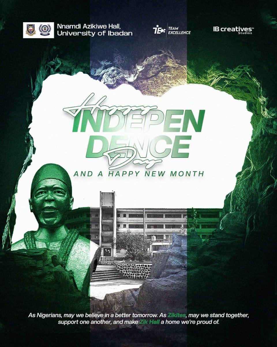 ZikHallUI's tweet photo. 🇳🇬 HAPPY INDEPENDENCE DAY, NIGERIA! 🇳🇬

Today, we celebrate the resilience, diversity, and strength that make Nigeria unique. As we mark another year of independence, may we continue to believe in a better tomorrow and play our part in building the Nigeria we desire. https://t.co/5yHbNWPwqY