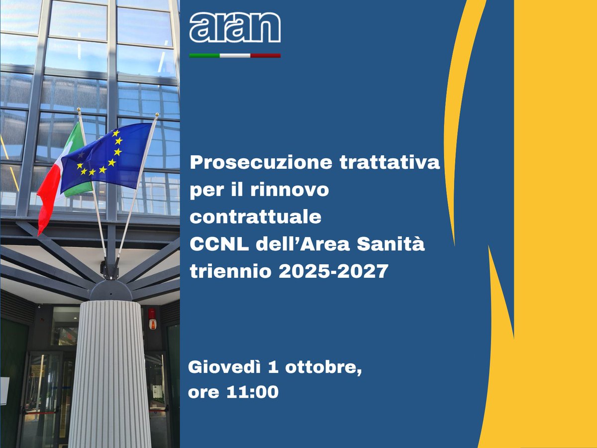 aran_agenzia's tweet photo. Trattativa in corso @aran_agenzia Confederazioni e Organizzazioni #sindacali per il rinnovo del #CCNL dirigenti #Area #Sanità - triennio 2025/2027 https://t.co/IIwwhuToD9