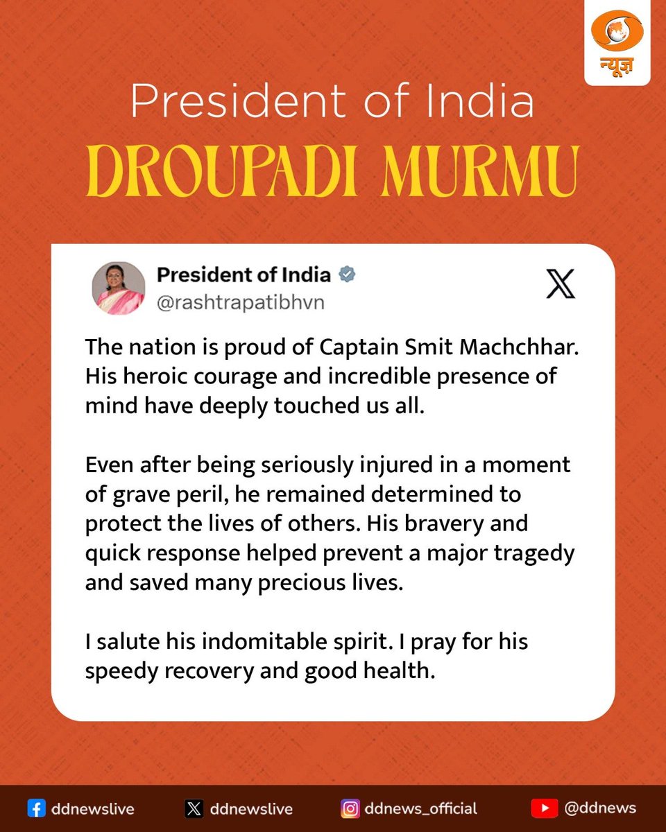 DDNewslive's tweet photo. PM @narendramodi and several senior Indian leaders have praised Captain Smit Machchhar for his courage during the Flydubai mid-air incident.
Despite sustaining serious injuries, the Indian captain displayed immense courage and helped avert a major tragedy, earning widespread appreciation for his bravery and presence of mind.
@PMOIndia @MEAIndia #SmitMachchhar #CaptainSmitMachchhar #Captain_Smit