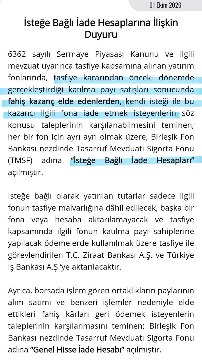 berna_gulpinar's tweet photo. Fonlardan elde ettiğiniz fahiş kazancı isteğe bağlı olarak iade edebilirsiniz diyorlar.

Malum partinin elitlerini kurtarma planı olarak okudum. Köprüden önceki son çıkış.
😅 https://t.co/0vFFiPTon7