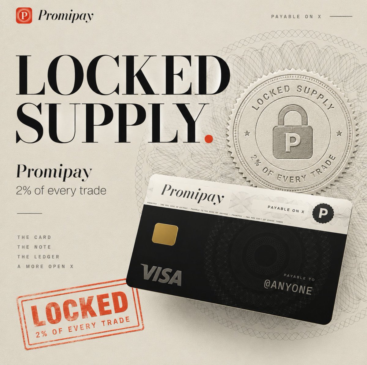 promipay's tweet photo. Supply locked. Fees keep flowing to @anyone. https://t.co/omJjXHQomB