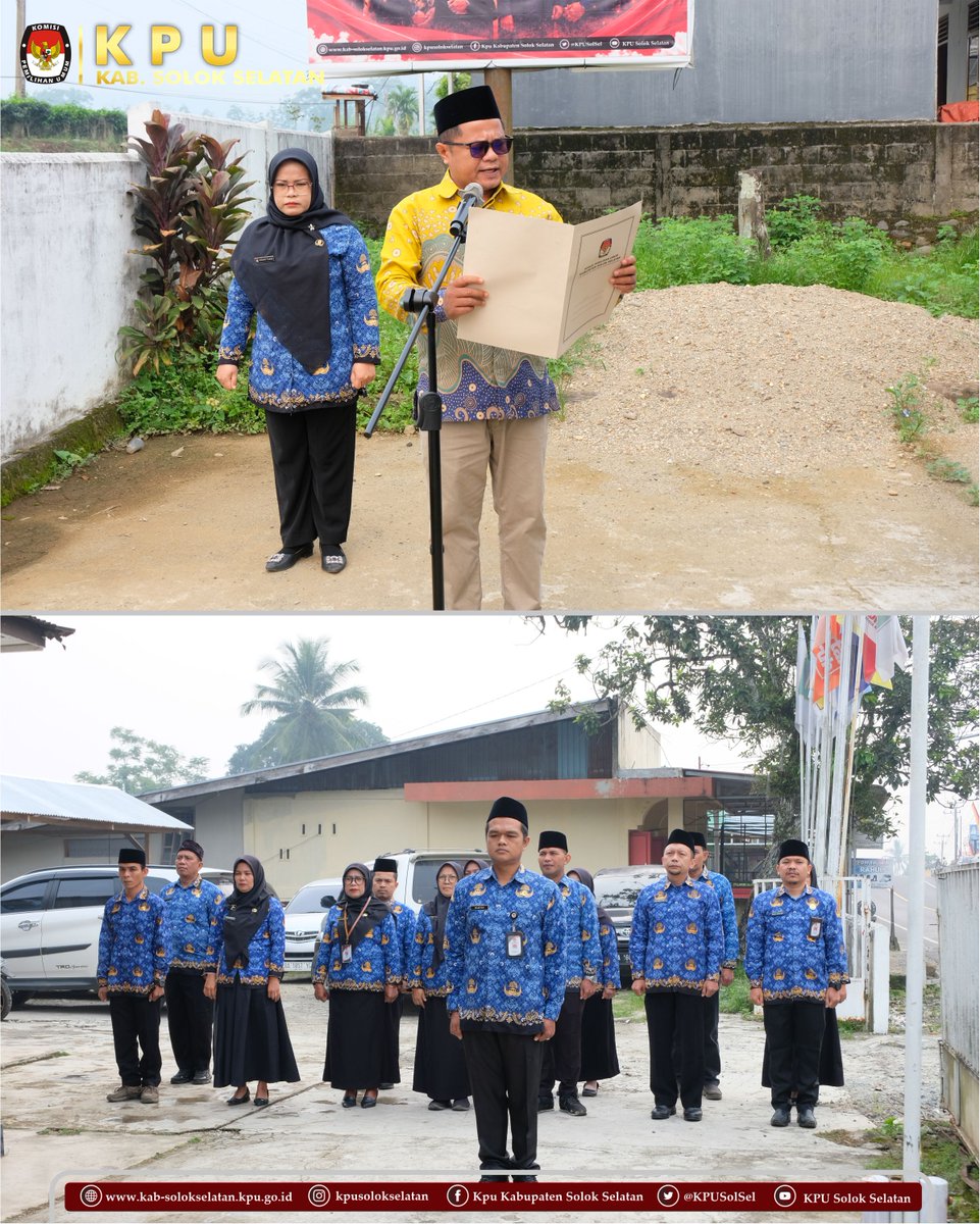 KPUSolSel's tweet photo. #TemanPemilih, Komisi Pemilihan Umum Kabupaten Solok Selatan melaksanakan peringatan hari kesaktian Pancasila yang di selenggarakan di halaman Kantor KPU Kabupaten Solok Selatan, Kamis (01/10/2026). Peringatan berlangsung khidmat dihadiri jajaran pimpinan dan-- https://t.co/KcK63g9aHF
