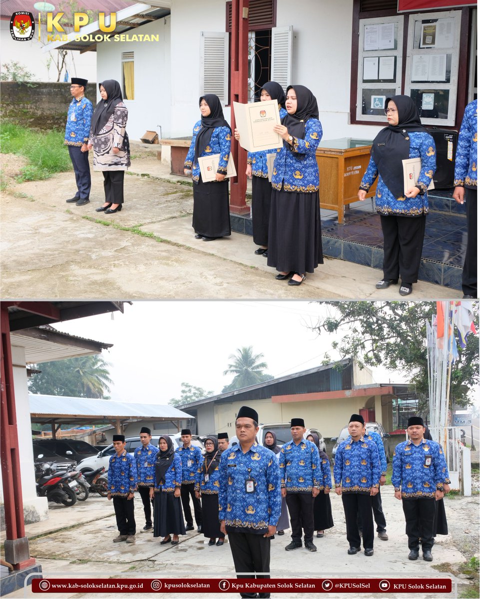 KPUSolSel's tweet photo. staf Sekretariat KPU Kabupaten Solok Selatan.

Bertindak selaku Inspektur Upacara adalah Ketua KPU Kabupaten Solok Selatan, Ade Kurnia Zelli. Dalam kesempatan itu Ketua turut menyampaikan Ikrar atas nama Bangsa Indonesia dari-- https://t.co/Q1Oiduky59