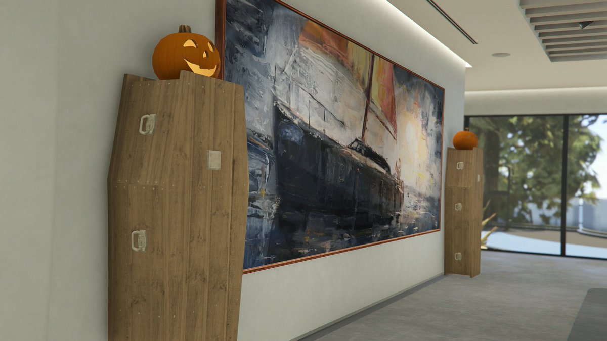 Gtamen's tweet photo. Various Halloween decorations can be found in your Mansion. 
(which is an interesting contrast if it's also your character's anniversary today) https://t.co/9d0ZflUTU3