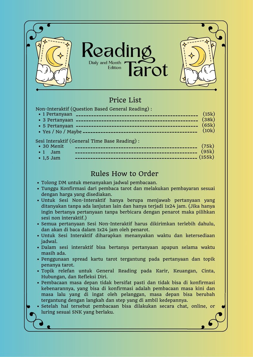 xeemlily's tweet photo. --OPEN--

Lily open reading ya 🥹✨
Pembacaan tarot dan lenormand.
Informasi bisa DM!
Terimakasih 🩷✨
#bungalilytarot
#zonauangㅤ #tarot #bacatarot https://t.co/ryVgFZYrJP