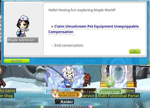 MapleHell's tweet photo. Heads up: You can get free +5 ATT/MATT buff temporarily by visiting Maple Administration NPC in towns. This is the compensation for the issue where the Umushroom accessory obtained through the "Spiegelette's Golden Giveaway" event cannot be equipped.
@MaplestoryU https://t.co/jj7HJ8SIEj