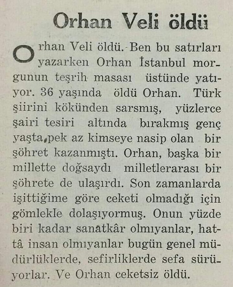 sivriikalemler's tweet photo. Ve Orhan Veli ceketsiz öldü. https://t.co/om2e0iDvPH