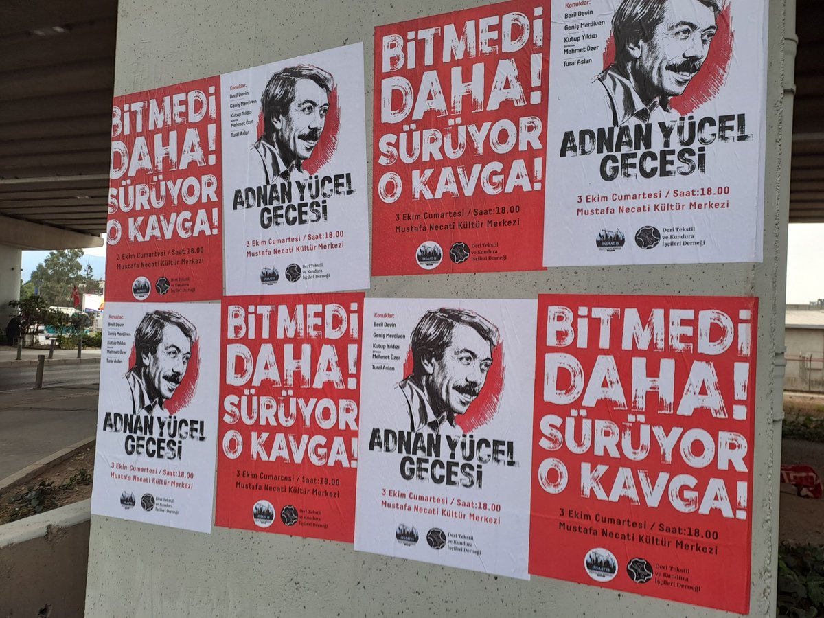 dtkid1917's tweet photo. 3 Ekim Adnan Yücel Gecesi için hazırlıklarımız sürüyor.

Adnan Yücel'in sıcak gülümsemesi ve kavga dizeleri Işıkkent'te, Bornova'da, Bayraklı'da, Konak'ta...

Bu ortak işçi gecesinde buluşalım. https://t.co/AdgSMjtgc3
