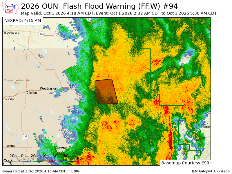 OUWEATHERBOT's tweet photo. OUN extends time of Flash Flood Warning [flash flood: radar indicated] for Cleveland, Oklahoma [OK] till Oct 1, 5:30 AM CDT https://t.co/Woofxbqud5 https://t.co/VtO4QIAiRu