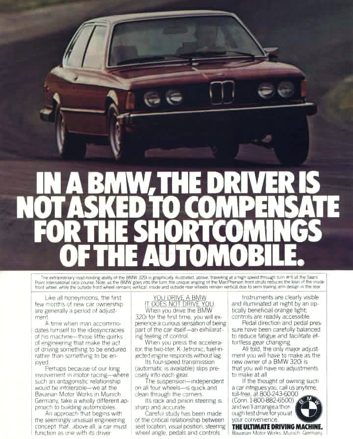 candvbmw's tweet photo. North American #BMW E21 320i 'shortcomings' ad https://t.co/xVfx1wcy97