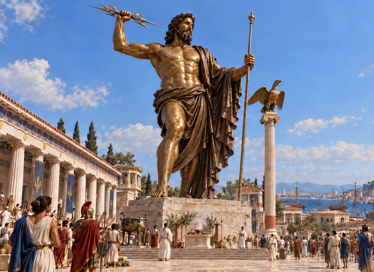 N0cturn___'s tweet photo. Reconstruction of the Doric temple and the colossal statue of Zeus in Taras https://t.co/w8CJSPeyuA
