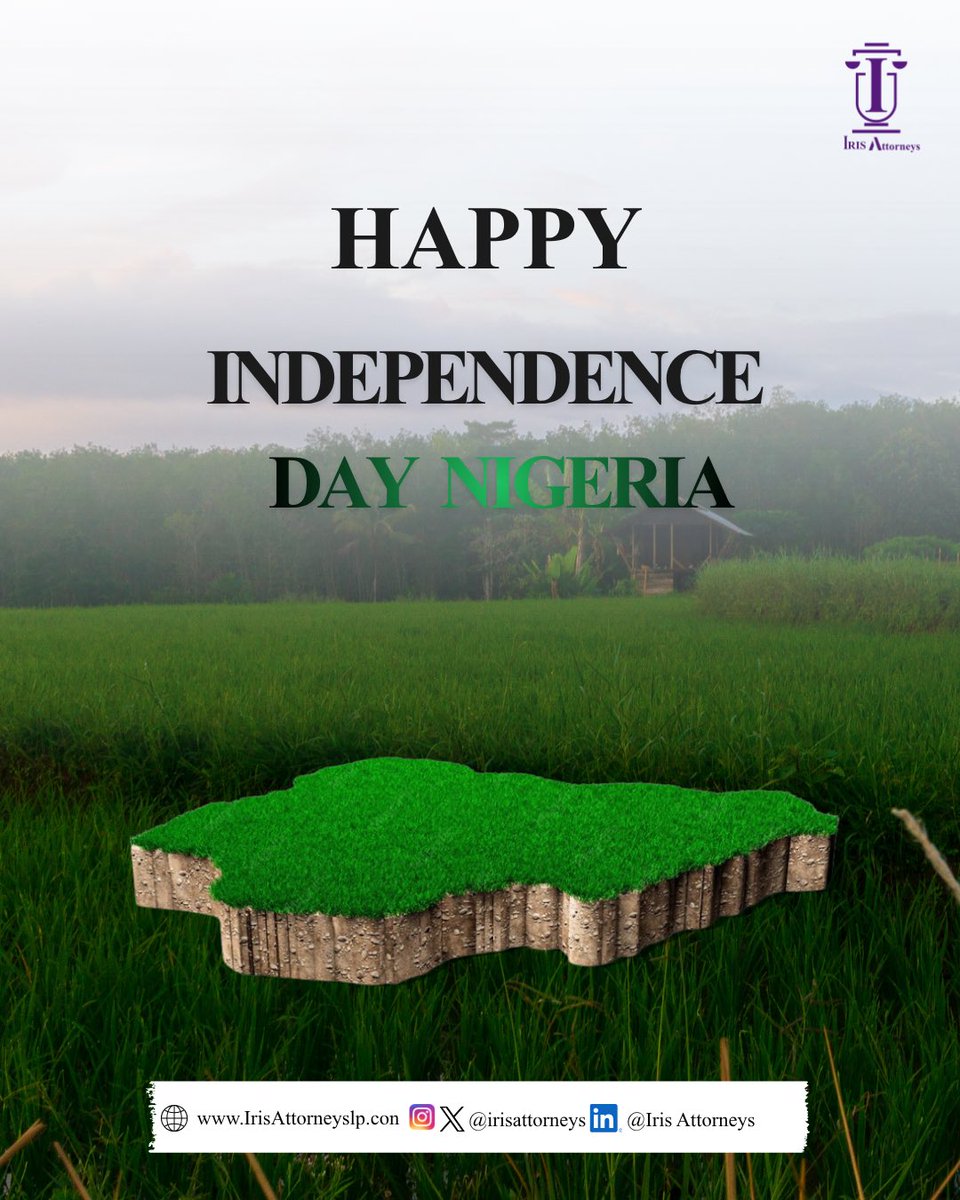 IrisAttorneys's tweet photo. Happy 66th Independence Day, Nigeria!

Today, we celebrate the resilience, diversity, strength, and enduring spirit of our great nation.

May Nigeria continue to grow in unity, peace, justice, and prosperity, and may we all play our part in building a nation we can be proud of.

Happy Independence Day from all of us at Iris Attorneys.