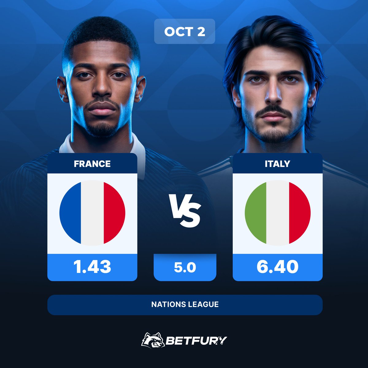 betfury_gaming's tweet photo. Guess the winner to get a $10 Free Bet 🤑
➤ https://t.co/lHPCT7oLwQ

Write one comment ✦ LIKE+RT ✦ Add #BetFury username
Do it before 02.10 (18:45 UTC)

⚽️ 3 random users with correct answers will share $30 in #FreeBets on Oct 5

#NationsLeague #France #Italy https://t.co/pa6Z4dsUNX
