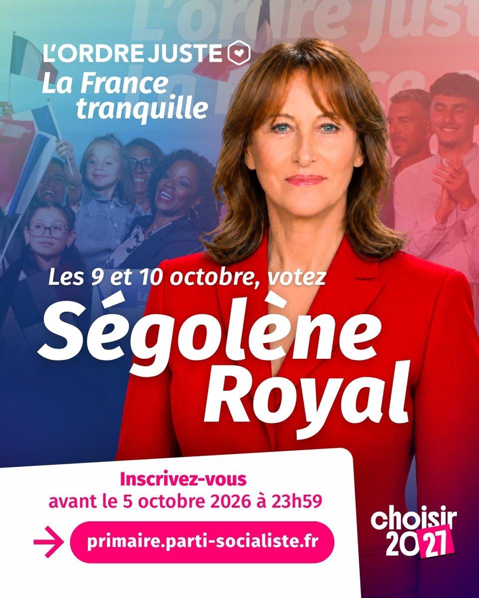 RoyalSegolene's tweet photo. VENEZ ! Pour stopper le déclin et le chaos, pour agir avec volonté et courage, pour construire l’ordre juste et protéger une France tranquille, je compte sur vous.

J-4 pour s'inscrire à la #primaire ouverte à tous. 
📅 Inscrivez-vous avant le 5 OCTOBRE à 23 h 59 

https://t.co/aWVRDhKXxP