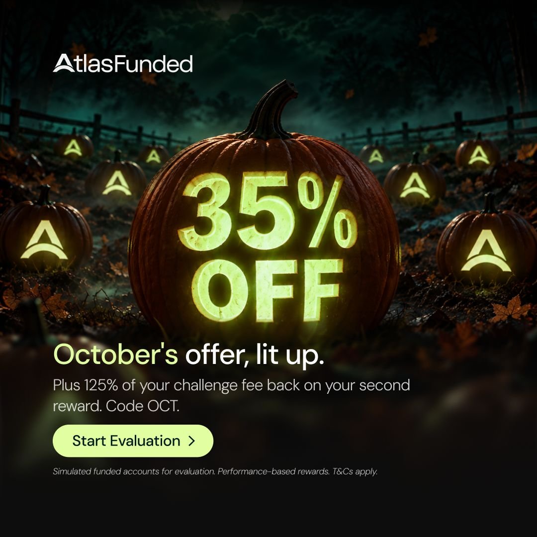 Ahmadtalbafx's tweet photo. Introducing our October Promo 📈 

🚨 35% OFF across all account sizes.

🚨 125% of your challenge fee back on your second reward.

Use code: OCT

Remember, for a limited time only.
October rewards the ones who actually took the shot. 
Get funded today👇️
https://t.co/sl5XWOnfkL https://t.co/GVWigmoHL3