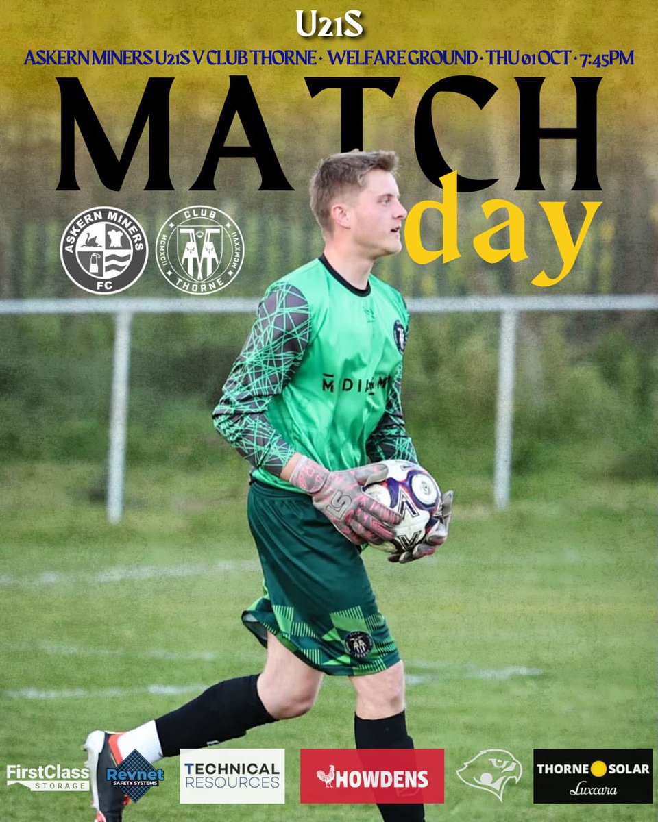 clubthornecoll's tweet photo. U21s MATCHDAY…

Our U21s head to Askern tonight after last week’s home win v Harworth 🔵⚫️

🆚 Askern Miners U21s
📅 Thursday 1st October 2026
⏰ 7:45pm
📍The Welfare Ground, Green Lane, Askern, DN6 0PT

#upthecolliery | #u21s https://t.co/omhPncvzu5
