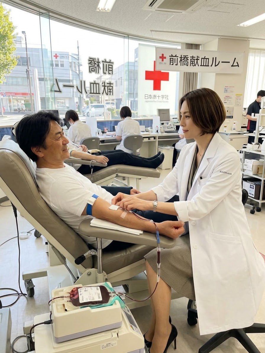 ichishin1031's tweet photo. 献血今回で24回目。いったいどのくらいの量になったのか計算してみたら、24回×400mℓなので、献血した総量9.6ℓ😱すごい量だ。わずかな時間でできる身近な社会貢献の献血にぜひご協力ください🙇‍♂️
※画像は生成AIによるイメージです
#献血 #社会貢献 #前橋献血ルーム #助け合い #健康管理 #好きです前橋 https://t.co/wOCbRqNw0A
