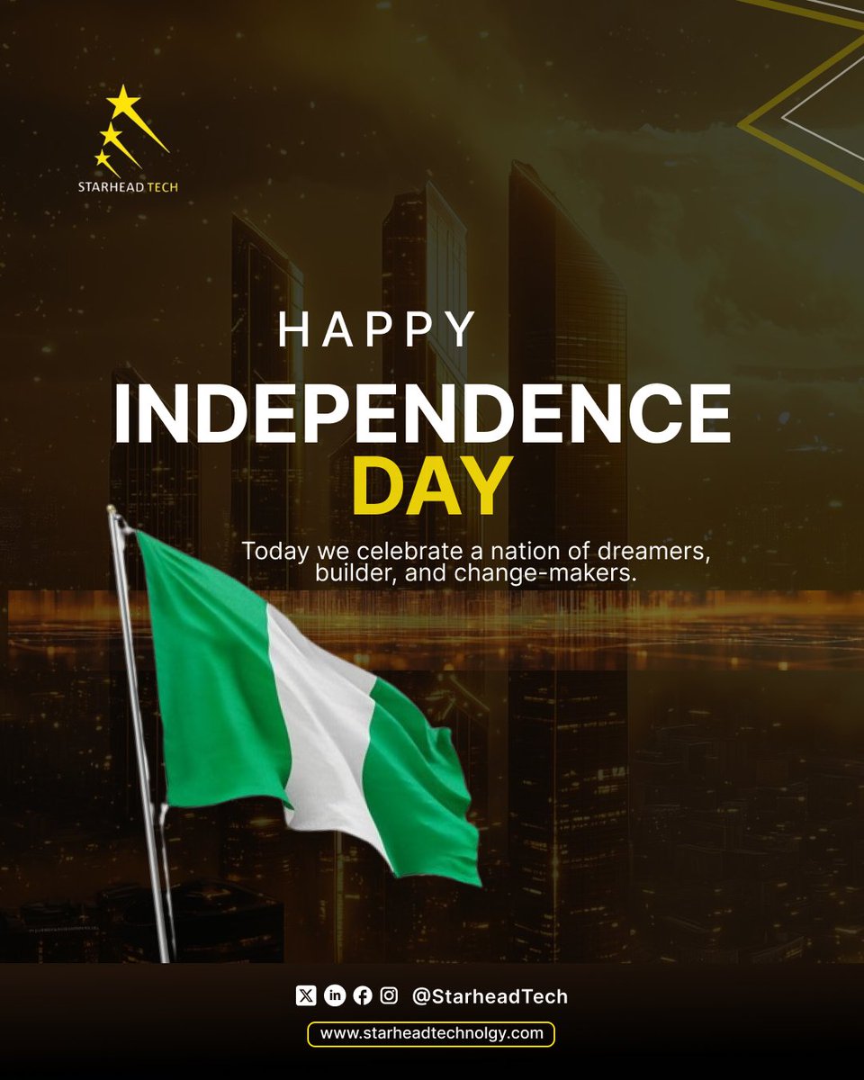 _StarheadTech's tweet photo. Happy New Month, Starhead family!
October begins with a big celebration: Happy Independence Day, Nigeria!

May this month bring you growth, new opportunities, and big wins. Let's keep building the future together. 💚🤍💚

•••
#StarheadTech #HappyNewMonth #October #NigeriaAt66 https://t.co/oEI3ReCMyV