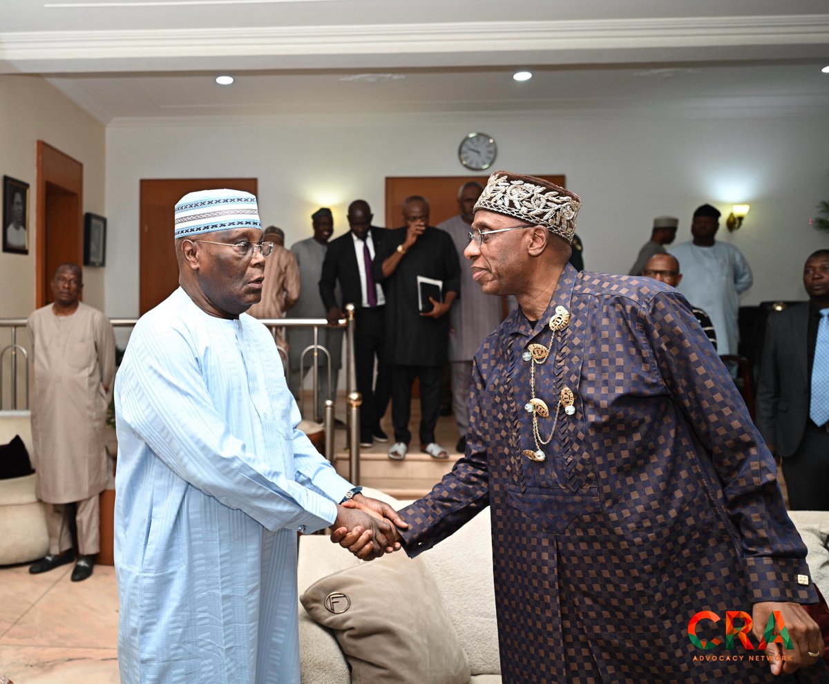 CRA_Advocacy's tweet photo. HE Rotimi Amaechi arrives at the residence of His Excellency Alhaji Atiku Abubakar (@atiku) ahead of the 66th Independence Day Press Conference. https://t.co/oz4onvNqV7