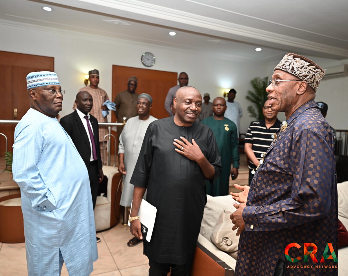 CRA_Advocacy's tweet photo. HE Rotimi Amaechi arrives at the residence of His Excellency Alhaji Atiku Abubakar (@atiku) ahead of the 66th Independence Day Press Conference. https://t.co/oz4onvNqV7