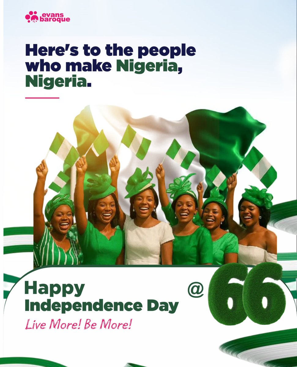 evans_baroque's tweet photo. 66 years of resilience, laughter, jollof debates and showing up for one another. 🇳🇬

Happy Independence Day, Nigeria. Celebrate well, rest well, and check on someone today. 💚

#NigeriaAt66 #LiveMore #BeMore #EvansBaroque https://t.co/fAsrIPgv3j