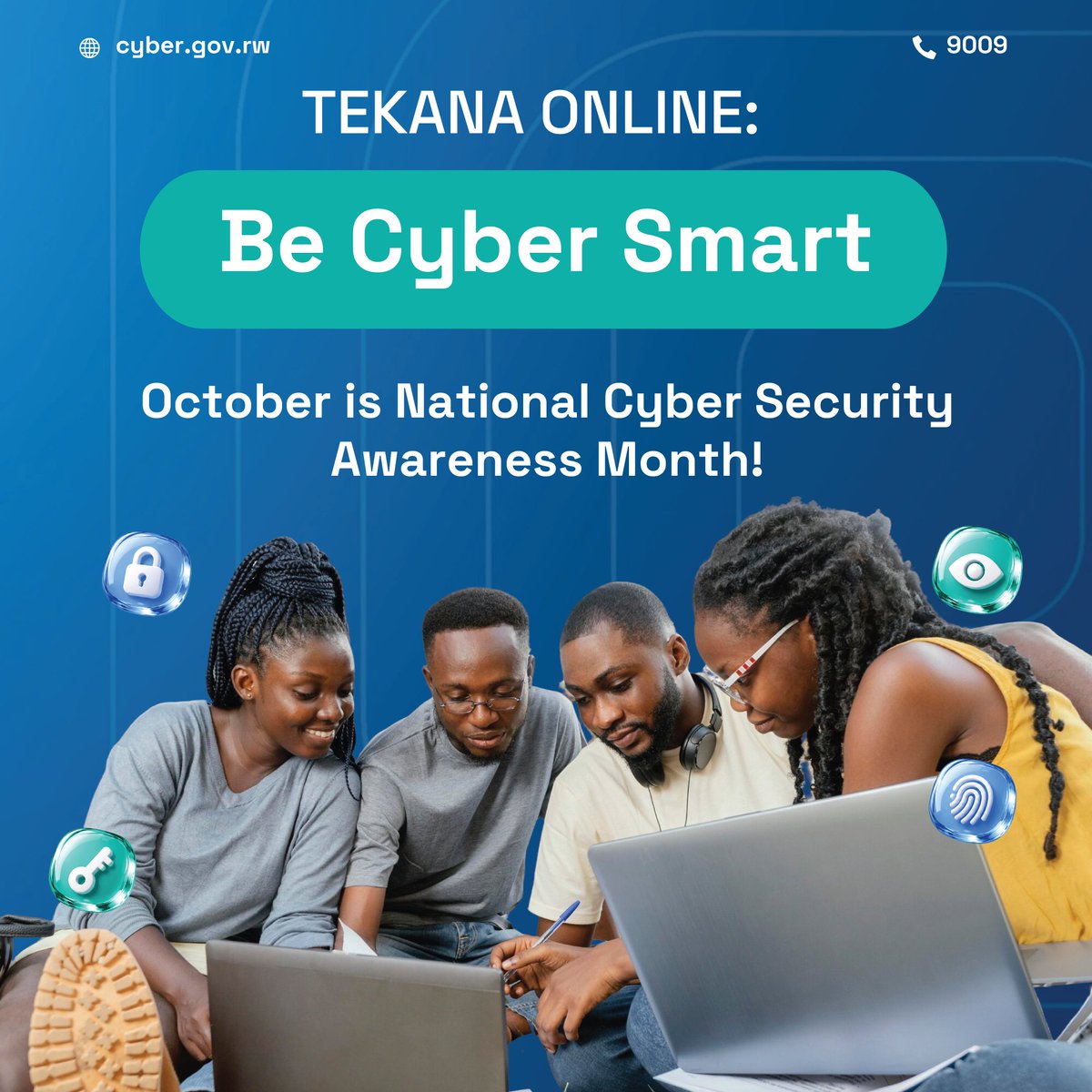 Cybersec_Rwanda's tweet photo. As Rwanda becomes an increasingly digitally enabled society, Rwandans need the knowledge and best practices to stay safe online.

This year's "Tekana Online: Be Cyber Smart" campaign sets out three calls to action: for the public to stay alert to digital scams, for organisations to strengthen their cyber resilience, and for young people to consider careers in cybersecurity.

For more details: https://t.co/SAY5e1JS8p

#TekanaOnline