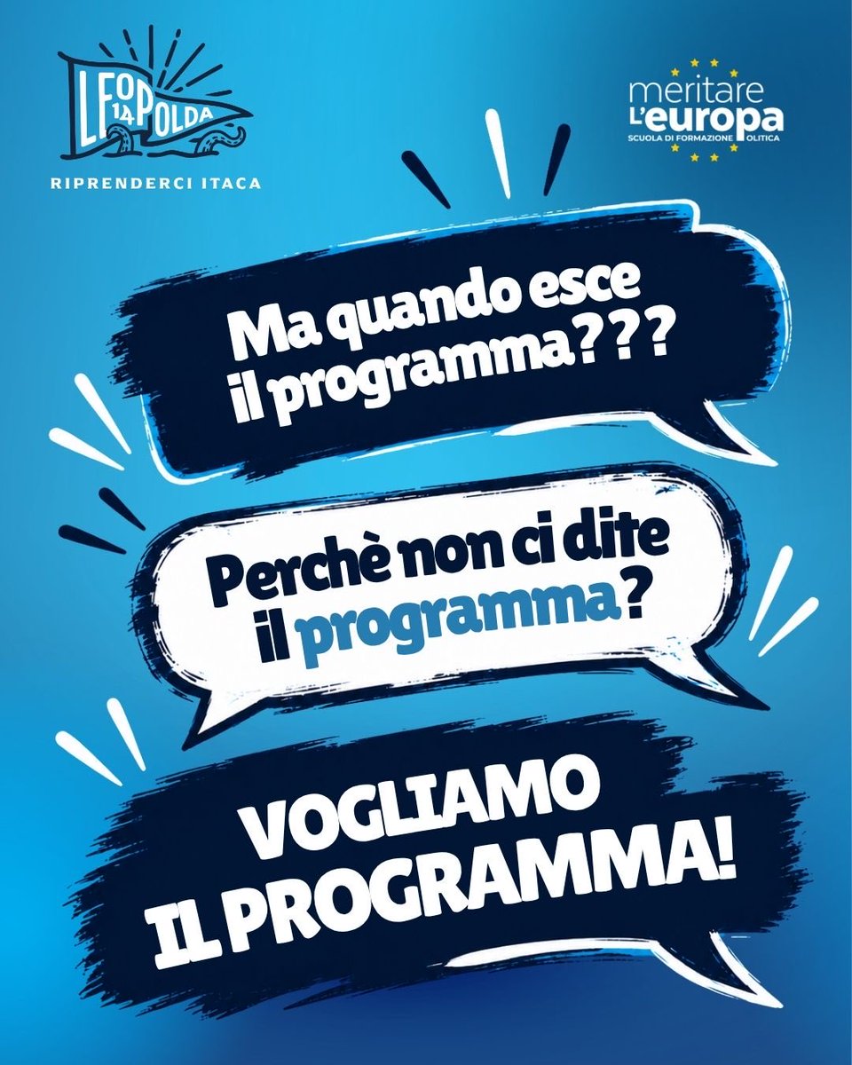 ItaliaViva's tweet photo. Ci avete scritto e ce lo avete chiesto…ora eccolo: il programma completo della Leopolda 14 - Riprenderci Itaca e Meritare l’Europa è online ⛵️
Vi aspettiamo domani, saranno tre giorni fantastici!

👉🏻 https://t.co/8gYV8JBLee
📍 Firenze
🗓 2-3-4 ottobre https://t.co/qPOZMLsnXg