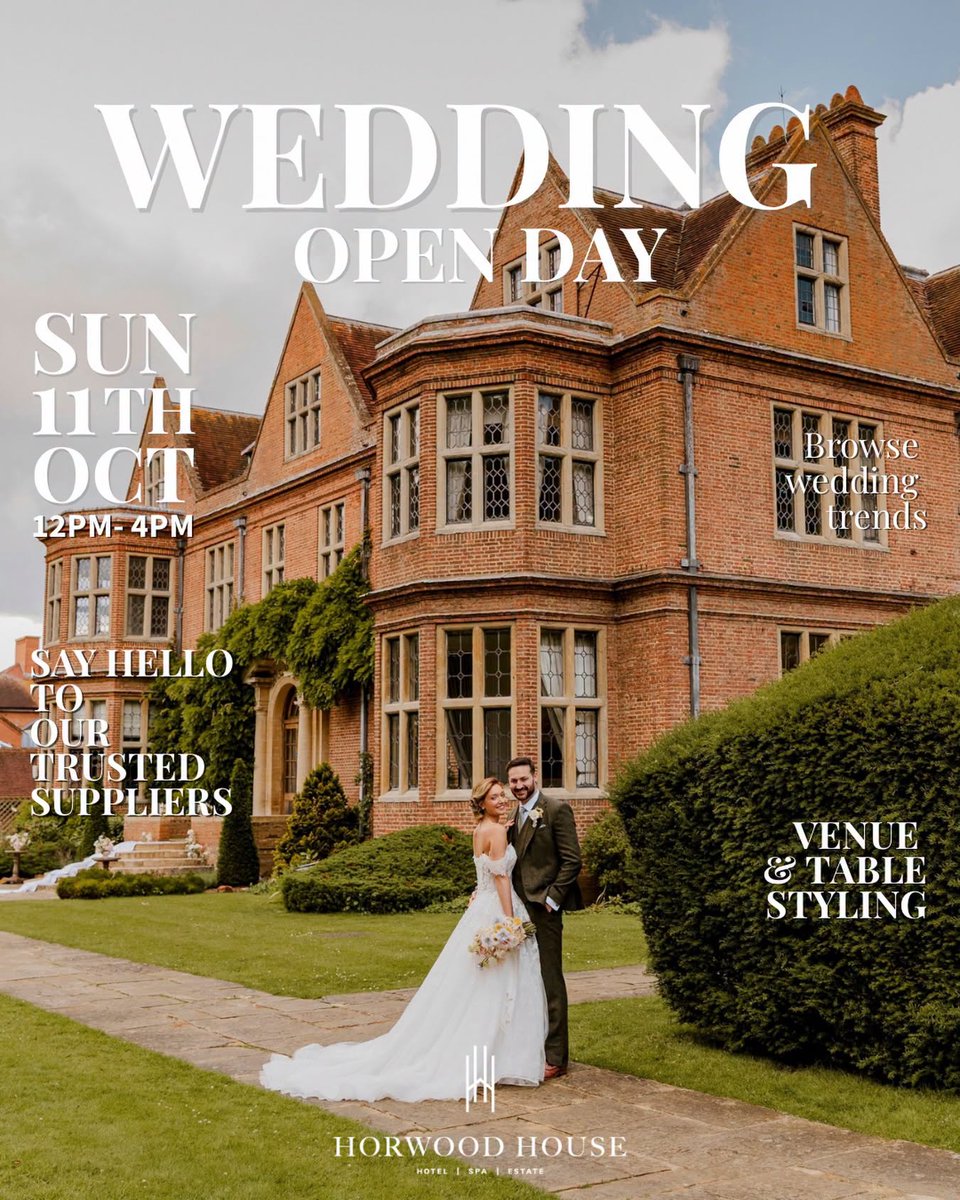 DestinationMK's tweet photo. Horwood House is hosting a WEDDING OPEN DAY on Sunday 11 October , 12-4pm✨🤍

🤩 FREE entry
🥂 Bubbles &amp; canapés
💍 Styling &amp; trend inspiration
🙋‍♀️ Meet our wedding experts

Register for your FREE ticket here:
https://t.co/8ypXC9P17N https://t.co/9ft01nO2f2