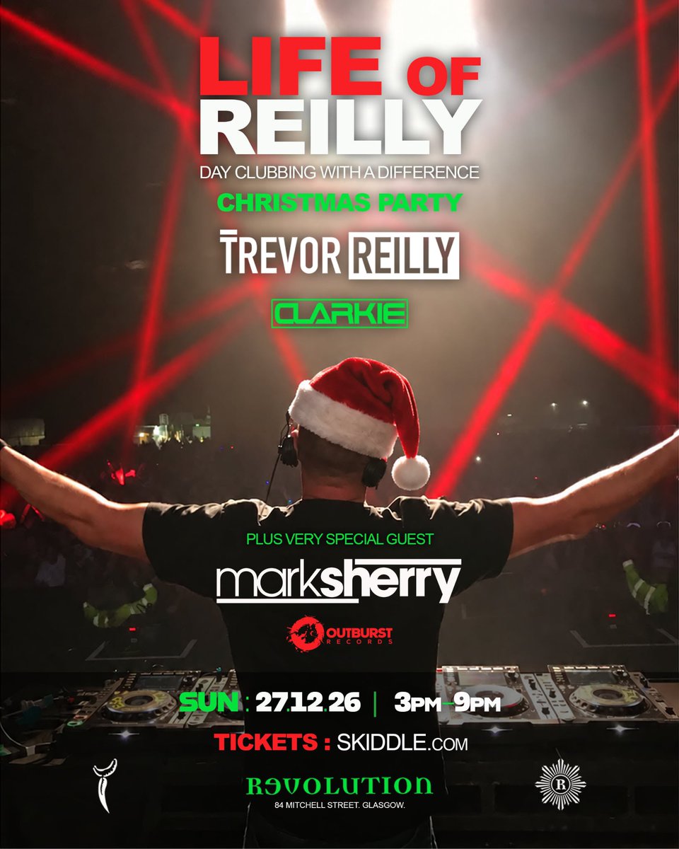 marksherry's tweet photo. Bit of day-raving over the Christmas holidays?? Yes please! 😝

Can’t wait to play at 𝐑𝐞𝐯𝐨𝐥𝐮𝐭𝐢𝐨𝐧 in Glasgow (aka 𝐓𝐡𝐞 𝐓𝐮𝐧𝐧𝐞𝐥) on 𝑩𝒂𝒏𝒌 𝑯𝒐𝒍𝒊𝒅𝒂𝒚 𝑺𝒖𝒏𝒅𝒂𝒚 27𝒕𝒉 𝑫𝒆𝒄𝒆𝒎𝒃𝒆r for the ‘𝐋𝐢𝐟𝐞 𝐨𝐟 𝐑𝐞𝐢𝐥��𝐲’ 𝐂𝐡𝐫𝐢𝐬𝐭𝐦𝐚𝐬 𝐏𝐚𝐫𝐭𝐲!

@TrevorReilly11  is one of my oldest friends in the business..he’s been a mentor to me since the early 90’s and has played a huge part in helping me establish my name as an artist over the years!

I’ll be performing a 𝐒𝐎𝐋𝐎 set as well as an exclusive 𝐁𝐀𝐂𝐊 𝟐 𝐁𝐀𝐂𝐊 set with Trevor, so you definitely do not want to miss!

Support comes from my ol’ pal Clarkie - and none other than Trevor’s ‘chip off the old block’, his very talented son Jacob Reilly!

See you all at Christmas!

Mark 😎

£15 𝐄𝐚𝐫𝐥𝐲 𝐁𝐢𝐫𝐝𝐬 𝘎𝘰 𝘖𝘯 𝘚𝘢𝘭𝘦 𝘛𝘩𝘪𝘴 𝘍𝘳𝘪𝘥𝘢𝘺 at 𝟕𝐩𝐦 via >
https://t.co/boPJ9aD7bQ
