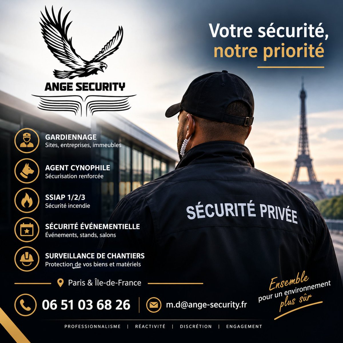 dianesecurity2's tweet photo. 🛡️ ANGE SECURITY – La sécurité au quotidien
Nos équipes assurent des missions de sécurité, gardiennage et prévention à Paris et en Île-de-France.
Professionnalisme, réactivité et confiance sont au cœur de nos engagements pour assurer la protection de vos sites, collaborateurs, https://t.co/YfDp2zFULD