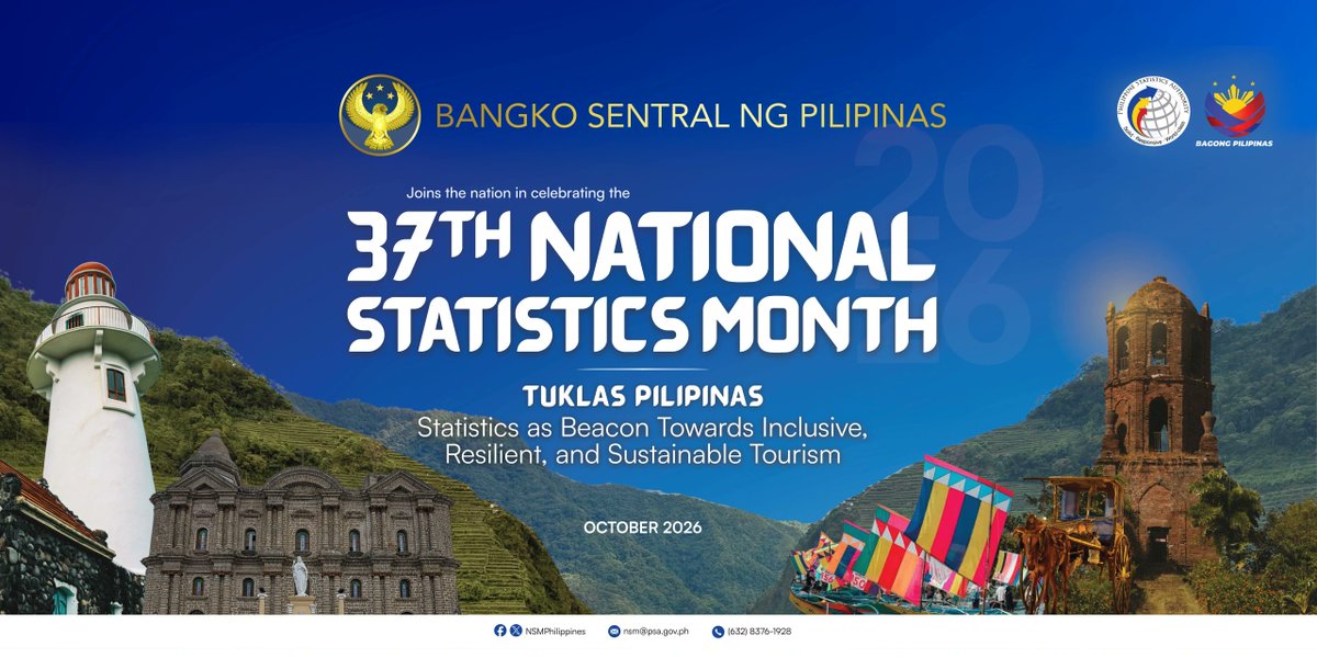 BangkoSentral's tweet photo. Happy 37th National Statistics Month!
#BSP #NSM2026 #37thNSM #TuklasPilipinas https://t.co/dtHr5IeCjt