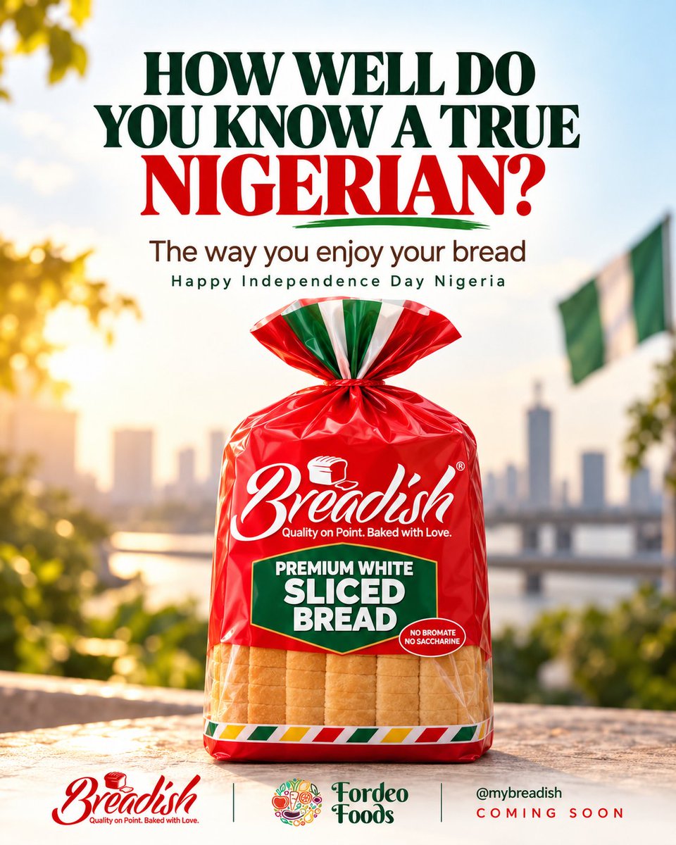mybreadish's tweet photo. One thing about Nigerians: everybody has a bread combo they swear by. 😂
Bread + egg?
Bread + Ewa Agoyin?
Bread + akara?
Which one are you choosing?
Happy Independence Day, Nigeria. 🇳🇬
Breadish is coming soon.
#Breadish #NigeriaAt66 https://t.co/TyuDrapSt8