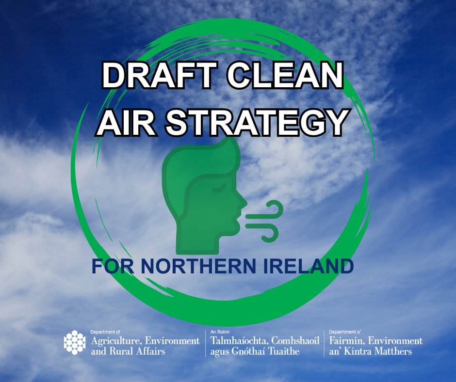 daera_ni's tweet photo. Have your say on improving air quality! The draft Clean Air Strategy for Northern Ireland aims to help protect human health and the environment by improving air quality in Northern Ireland.  
🗓️ Consultation closes on 27 Oct 🔗https://t.co/vsOxoyhBi3 https://t.co/seJ5x8hiTF